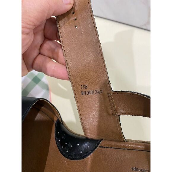 B.O.C Born Concept Alondra Women's Black Leather Wedge Sandals Size 7 - Picture 5 of 16